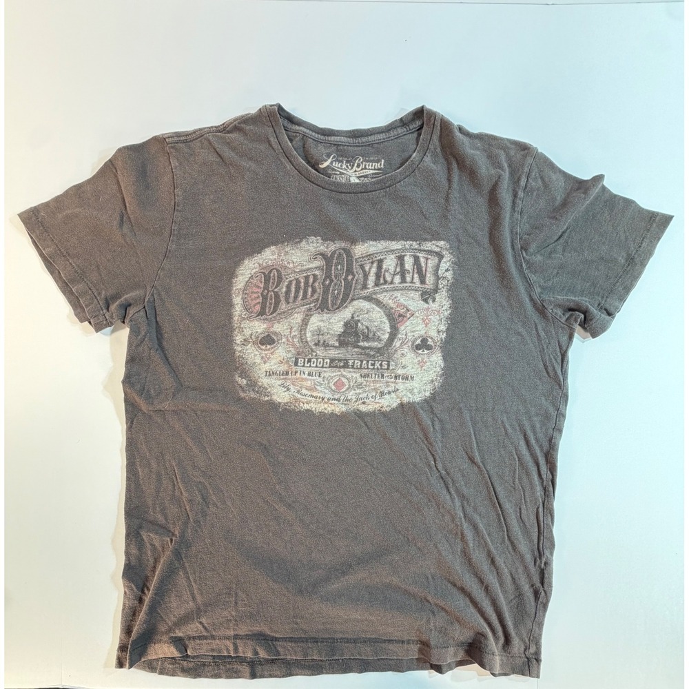 Lucky Brand Bob Dylan Blood on the Tracks Graphic T-Shirt Mens Large Faded Black